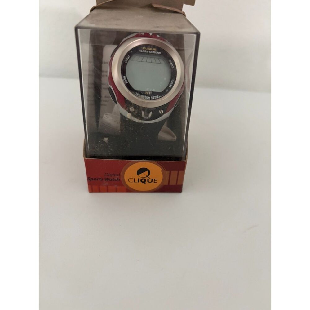 Clique Digital sports watch silver/red New in original packaging